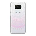 For Xiaomi Poco X3 Coloured Drawing Pattern Transparent TPU Protective Case(Pink Flower)