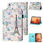 For Samsung Galaxy Tab A7 10.4 (2020) T500/T505 Coloured Drawing Stitching Horizontal Flip Leather Case with Holder & Card Slot & Sleep / Wake-up Function(Tower and Butterflies)
