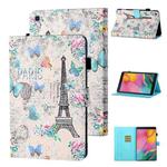 For Samsung Galaxy Tab A 8.0 (2019) T290/T295 Coloured Drawing Stitching Horizontal Flip Leather Case with Holder & Card Slot (Tower and Butterflies)