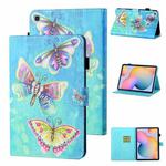 For Samsung Galaxy Tab A 10.1 (2019) T510/T515 Coloured Drawing Stitching Horizontal Flip Leather Case with Holder & Card Slot (Colorful Butterflies)