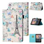 For Amazon Kindle Fire HD8 2016 / 2017 / 2018 Coloured Drawing Stitching Horizontal Flip Leather Case with Holder & Card Slot & Sleep / Wake-up Function(Tower and Butterflies)