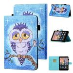 For Amazon Kindle Paperwhite 4 / 3 / 2 / 1 Coloured Drawing Stitching Horizontal Flip Leather Case with Holder & Card Slot & Sleep / Wake-up Function(Blue Owl)