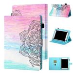 For 7 inch Tablet Universal Coloured Drawing Stitching Horizontal Flip Leather Case with Holder & Card Slot(Colorful Mandala)