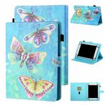 For 7 inch Tablet Universal Coloured Drawing Stitching Horizontal Flip Leather Case with Holder & Card Slot(Colorful Butterflies)