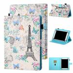 For 8 inch Tablet Universal Coloured Drawing Stitching Horizontal Flip Leather Case with Holder & Card Slot(Tower and Butterflies)