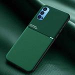 For OPPO Reno4 Pro Classic Tilt Strip Grain Magnetic Shockproof PC + TPU Case(Dark Green)