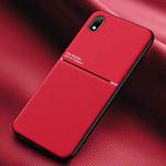 For Samsung Galaxy A01 Core Classic Tilt Strip Grain Magnetic Shockproof PC + TPU Case(Red)