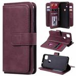 For Google Pixel 4a 4G Multifunctional Magnetic Copper Buckle Horizontal Flip Leather Case with Bracket & 10 Card Slots & Wallet & Photo Frame(Wine Red)