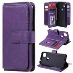 For Google Pixel 4a 4G Multifunctional Magnetic Copper Buckle Horizontal Flip Leather Case with Bracket & 10 Card Slots & Wallet & Photo Frame(Purple)