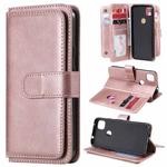 For Google Pixel 4a 4G Multifunctional Magnetic Copper Buckle Horizontal Flip Leather Case with Bracket & 10 Card Slots & Wallet & Photo Frame(Rose Gold)