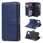 For Google Pixel 5 XL Multifunctional Magnetic Copper Buckle Horizontal Flip Leather Case with Bracket & 10 Card Slots & Wallet & Photo Frame(Dark Blue)