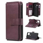 For Google Pixel 5 Multifunctional Magnetic Copper Buckle Horizontal Flip Leather Case with Bracket & 10 Card Slots & Wallet & Photo Frame(Wine Red)
