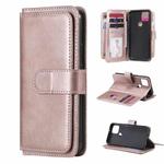 For Google Pixel 5 Multifunctional Magnetic Copper Buckle Horizontal Flip Leather Case with Bracket & 10 Card Slots & Wallet & Photo Frame(Rose Gold)