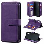 For Xiaomi Redmi 9A Multifunctional Magnetic Copper Buckle Horizontal Flip Leather Case with Bracket & 10 Card Slots & Wallet & Photo Frame(Purple)