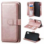 For Xiaomi Redmi 9A Multifunctional Magnetic Copper Buckle Horizontal Flip Leather Case with Bracket & 10 Card Slots & Wallet & Photo Frame(Rose Gold)