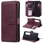 For Xiaomi Mi 10 Ultra Multifunctional Magnetic Copper Buckle Horizontal Flip Leather Case with Bracket & 10 Card Slots & Wallet & Photo Frame(Wine Red)