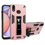For Samsung Galaxy A10s 2 in 1 PC + TPU Shockproof Protective Case with Invisible Holder(Rose Gold)