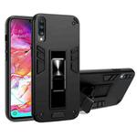 For Samsung Galaxy A50 2 in 1 PC + TPU Shockproof Protective Case with Invisible Holder(Black)