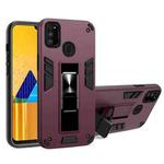 For Samsung Galaxy M30s 2 in 1 PC + TPU Shockproof Protective Case with Invisible Holder(Wine Red)