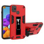 For Samsung Galaxy A21s 2 in 1 PC + TPU Shockproof Protective Case with Invisible Holder(Red)
