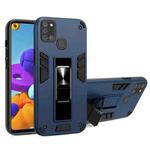 For Samsung Galaxy A21s 2 in 1 PC + TPU Shockproof Protective Case with Invisible Holder(Blue)