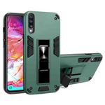 For Samsung Galaxy A70 2 in 1 PC + TPU Shockproof Protective Case with Invisible Holder(Dark Green)