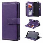 For OPPO A5 / A3s Multifunctional Magnetic Copper Buckle Horizontal Flip Solid Color Leather Case with 10 Card Slots & Wallet & Holder & Photo Frame(Purple)