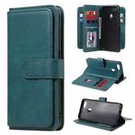 For OPPO A7 / A5s (AX5s) Multifunctional Magnetic Copper Buckle Horizontal Flip Solid Color Leather Case with 10 Card Slots & Wallet & Holder & Photo Frame(Dark Green)