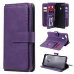 For OPPO A7 / A5s (AX5s) Multifunctional Magnetic Copper Buckle Horizontal Flip Solid Color Leather Case with 10 Card Slots & Wallet & Holder & Photo Frame(Purple)