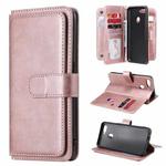 For OPPO A7 / A5s (AX5s) Multifunctional Magnetic Copper Buckle Horizontal Flip Solid Color Leather Case with 10 Card Slots & Wallet & Holder & Photo Frame(Rose Gold)