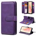 For OPPO A8 / A31 (2020) Multifunctional Magnetic Copper Buckle Horizontal Flip Solid Color Leather Case with 10 Card Slots & Wallet & Holder & Photo Frame(Purple)