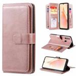 For OPPO A8 / A31 (2020) Multifunctional Magnetic Copper Buckle Horizontal Flip Solid Color Leather Case with 10 Card Slots & Wallet & Holder & Photo Frame(Rose Gold)