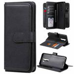 For OPPO A9 (2020) / A11x / A5 (2020) Multifunctional Magnetic Copper Buckle Horizontal Flip Solid Color Leather Case with 10 Card Slots & Wallet & Holder & Photo Frame(Black)