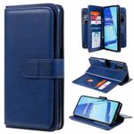 For OPPO A52 / A72 / A92 Multifunctional Magnetic Copper Buckle Horizontal Flip Solid Color Leather Case with 10 Card Slots & Wallet & Holder & Photo Frame(Dark Blue)
