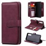 For OPPO Realme 6 Multifunctional Magnetic Copper Buckle Horizontal Flip Solid Color Leather Case with 10 Card Slots & Wallet & Holder & Photo Frame(Wine Red)