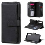 For OPPO Realme 6 Multifunctional Magnetic Copper Buckle Horizontal Flip Solid Color Leather Case with 10 Card Slots & Wallet & Holder & Photo Frame(Black)