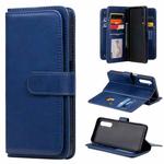 For OPPO Realme 6 Multifunctional Magnetic Copper Buckle Horizontal Flip Solid Color Leather Case with 10 Card Slots & Wallet & Holder & Photo Frame(Dark Blue)