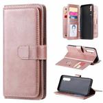 For OPPO Realme 6 Multifunctional Magnetic Copper Buckle Horizontal Flip Solid Color Leather Case with 10 Card Slots & Wallet & Holder & Photo Frame(Rose Gold)