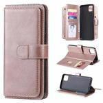 For OPPO Realme C11 Multifunctional Magnetic Copper Buckle Horizontal Flip Solid Color Leather Case with 10 Card Slots & Wallet & Holder & Photo Frame(Rose Gold)