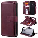 For OPPO Realme 5 Multifunctional Magnetic Copper Buckle Horizontal Flip Solid Color Leather Case with 10 Card Slots & Wallet & Holder & Photo Frame(Wine Red)