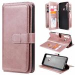 For OPPO Realme 5 Multifunctional Magnetic Copper Buckle Horizontal Flip Solid Color Leather Case with 10 Card Slots & Wallet & Holder & Photo Frame(Rose Gold)