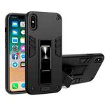 For iPhone XR 2 in 1 PC + TPU Shockproof Protective Case with Invisible Holder(Black)