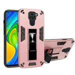For Xiaomi Redmi Note 9 2 in 1 PC + TPU Shockproof Protective Case with Invisible Holder(Rose Gold)
