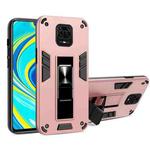 For Xiaomi Redmi Note 9S 2 in 1 PC + TPU Shockproof Protective Case with Invisible Holder(Rose Gold)