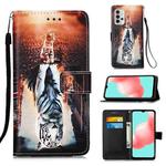 For Samsung Galaxy A32 5G 3D Painting Horizontal Flip Leather Case with Holder & Card Slot & Lanyard(Cat and Tiger)