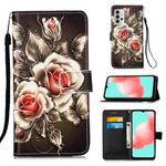 For Samsung Galaxy A32 5G 3D Painting Horizontal Flip Leather Case with Holder & Card Slot & Lanyard(Rose Flower)