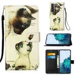 For Samsung Galaxy S21+ 5G 3D Painting Horizontal Flip Leather Case with Holder & Card Slot & Lanyard(Two Cats)