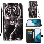 For Samsung Galaxy S21 5G 3D Painting Horizontal Flip Leather Case with Holder & Card Slot & Lanyard(Black and White Tiger)