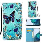 For Samsung Galaxy S21 5G 3D Painting Horizontal Flip Leather Case with Holder & Card Slot & Lanyard(Butterfly)