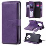 For Huawei Mate 40 Pro Multifunctional Magnetic Copper Buckle Horizontal Flip Solid Color Leather Case with 10 Card Slots & Wallet & Holder & Photo Frame(Purple)